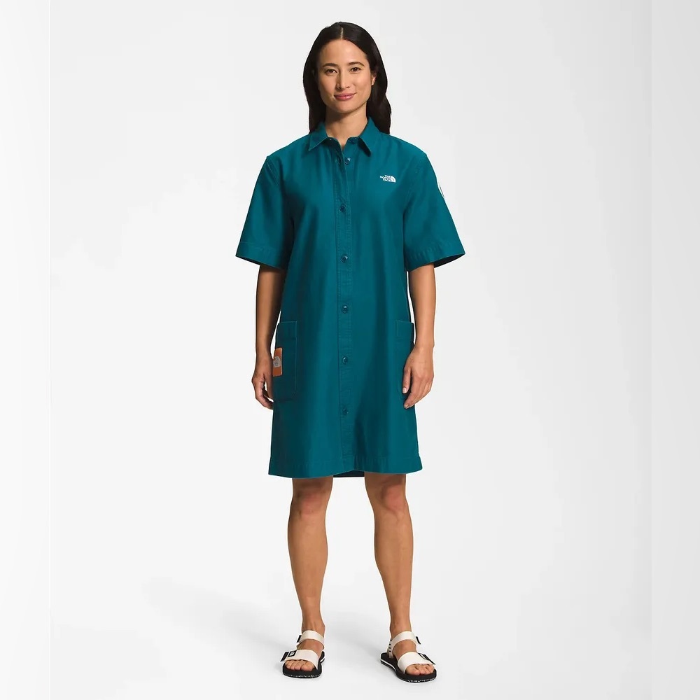 NWT Women’s Valley Shirt Dress | The North Face, Size Medium, Blue Teal, cotton